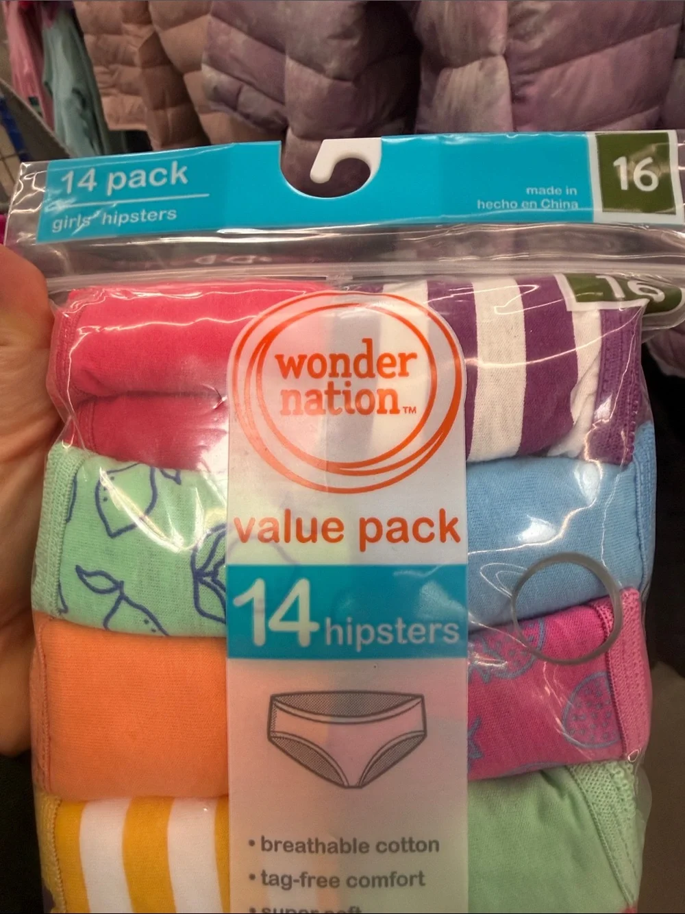 Wonder Nation Girls' Hipster Underwear Value Pack, 14 Count (Size 16)